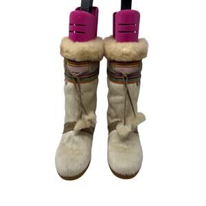 Tecnica Italian Apres Skandia Cowhide Goat Fur Ski Winter Boots EU 37 US 7